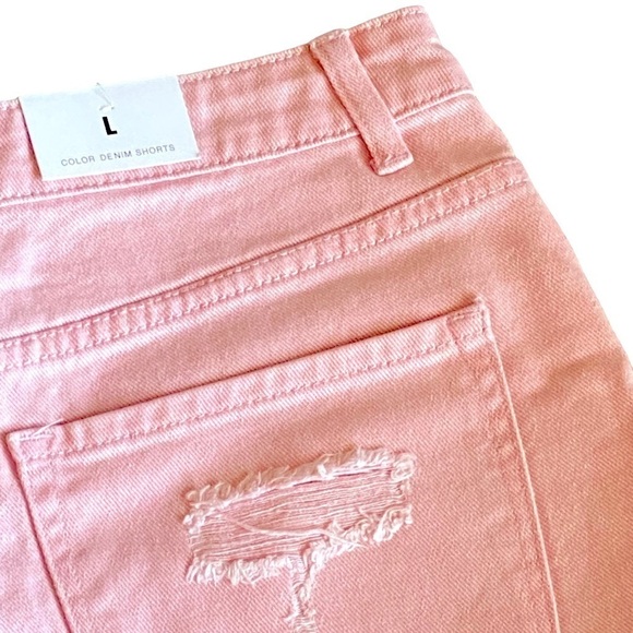 American Bazi Cutoff Pink Denim Jean Shorts High Waist Fringe Barbicore Size L… - Picture 7 of 9